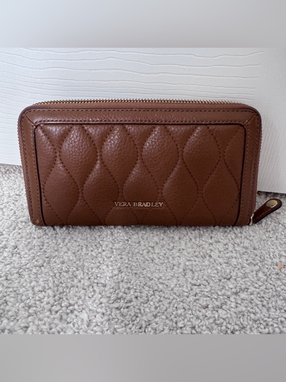 Vera Bradley Large Brown Leather Wallet Holder